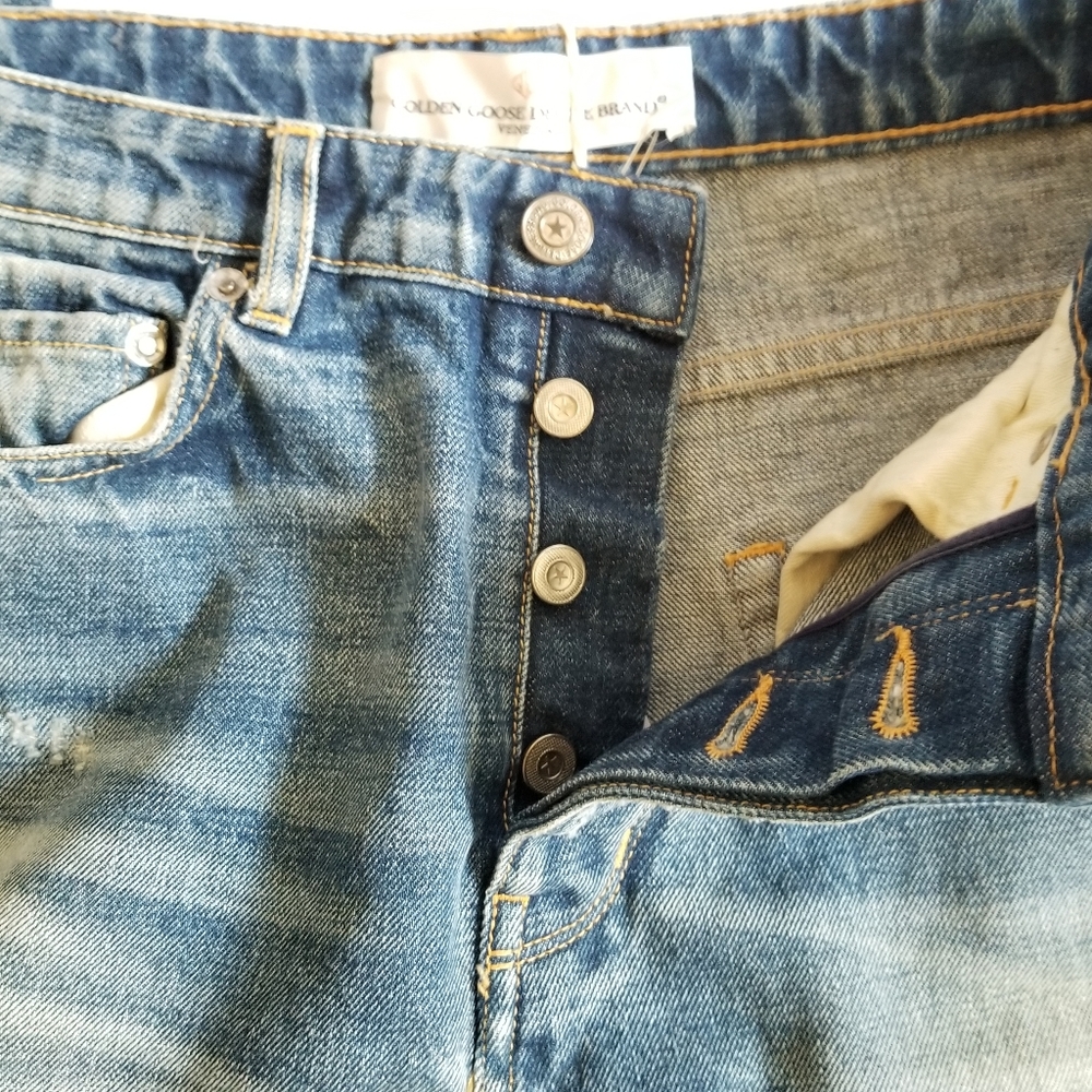 Golden Goose Happy Distressed Tapered Leg High Rise Jeans Size 27 Mid Wa… - Picture 4 of 10